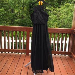 Lulus Midnight Memories lace Two Piece Maxi Dress